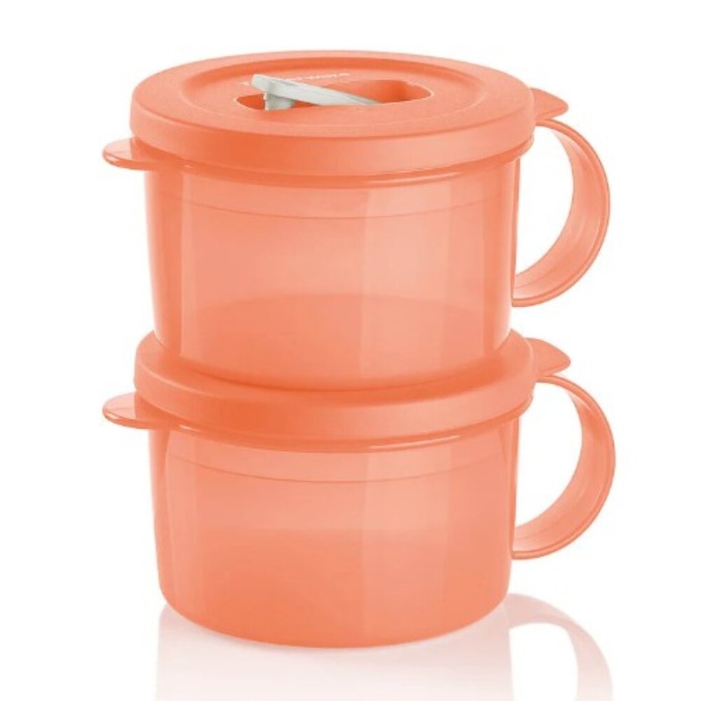 New set of 2 Tupperware soup mugs